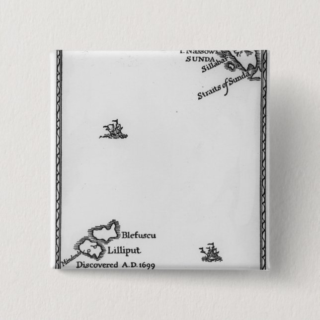 Map of Lilliput and Blefuscu 2 Inch Square Button (Front)