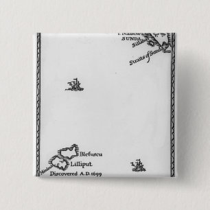 Map of Lilliput and Blefuscu 2 Inch Square Button