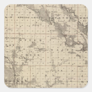 Map of Linn County, State of Iowa Square Sticker