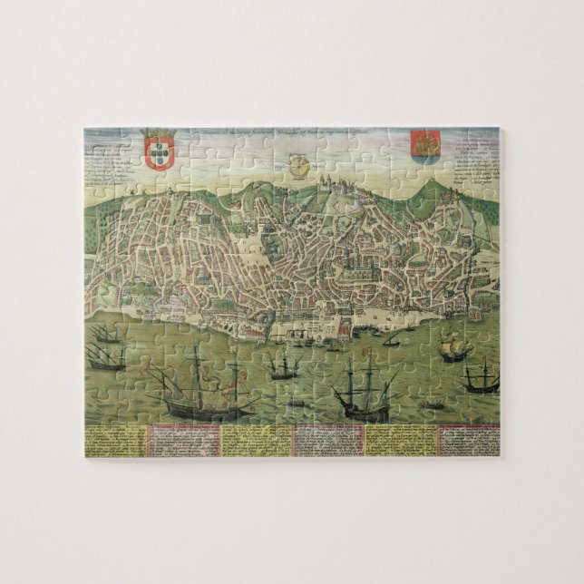 Map of Lisbon, from 'Civitates Orbis Terrarum' by Jigsaw Puzzle (Horizontal)