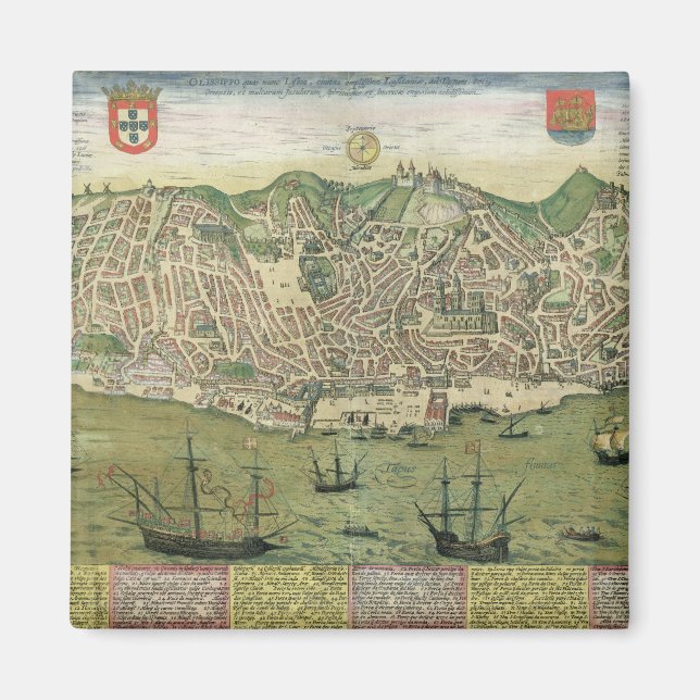 Map of Lisbon, from 'Civitates Orbis Terrarum' by Magnet (Front)