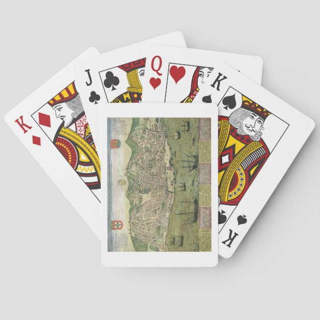 Map of Lisbon, from 'Civitates Orbis Terrarum' by Playing Cards (Back)