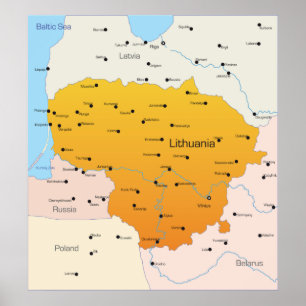 Map Of Lithuania Poster