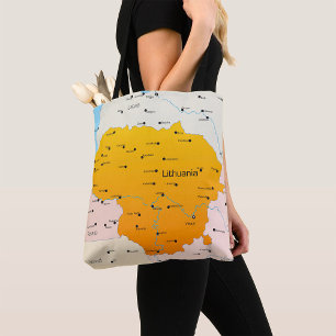 Map Of Lithuania Tote Bag