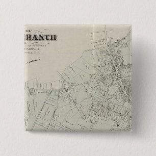 Map of Long Branch, NJ 2 Inch Square Button