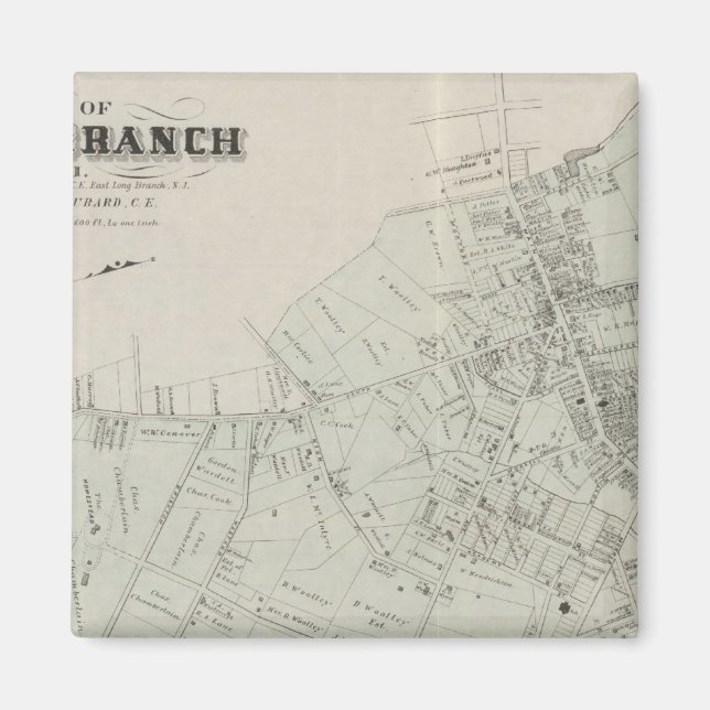Map of Long Branch, NJ Magnet (Front)