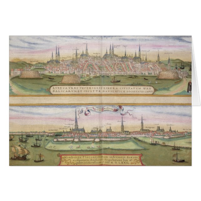 Map of Lubeck and Hamburg, from 'Civitates Orbis T (Front Horizontal)