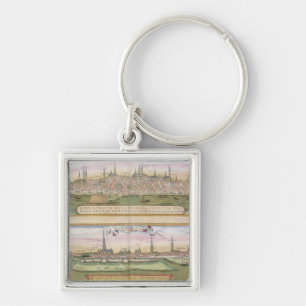 Map of Lubeck and Hamburg, from 'Civitates Orbis T Keychain