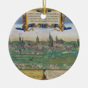 Map of Lublin, from 'Civitates Orbis Terrarum' by Ceramic Ornament