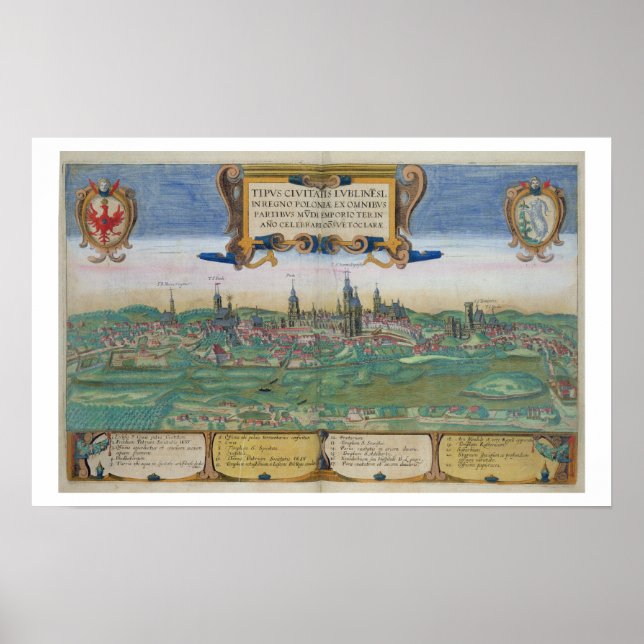 Map of Lublin, from 'Civitates Orbis Terrarum' by Poster (Front)