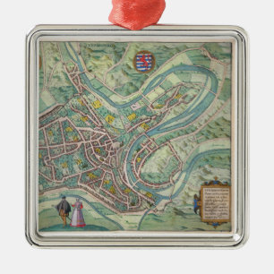 Map of Luxembourg, from 'Civitates Orbis Terrarum' Metal Ornament