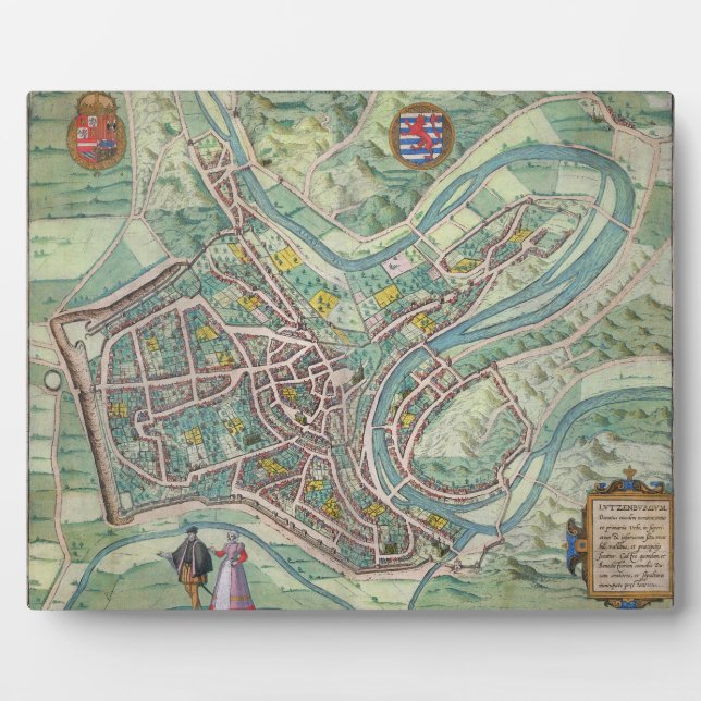 Map of Luxembourg, from 'Civitates Orbis Terrarum' Plaque (Front)