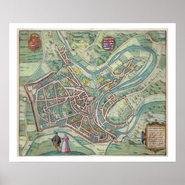 Map of Luxembourg, from 'Civitates Orbis Terrarum' Poster (Front)