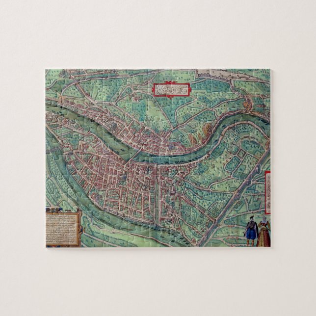 Map of Lyon, from 'Civitates Orbis Terrarum' by Ge Jigsaw Puzzle (Horizontal)