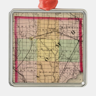 Map of Macomb County, Michigan Metal Ornament