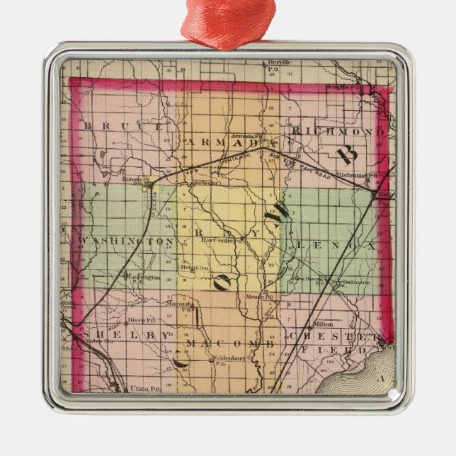 Map of Macomb County, Michigan Metal Ornament (Front)