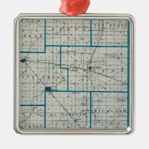 Map of Madison County Metal Ornament