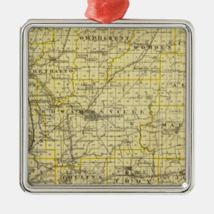 Map of Madison County Metal Ornament