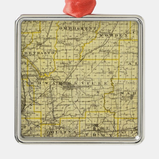 Map of Madison County Metal Ornament (Front)