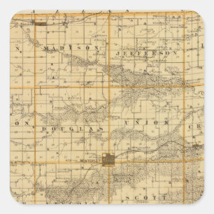 Map of Madison County, State of Iowa Square Sticker