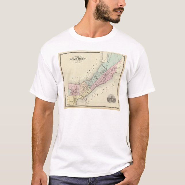 Map of Madison, Wisconsin T-Shirt (Front)