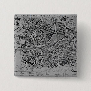 Map of Madrid 2 Inch Square Button