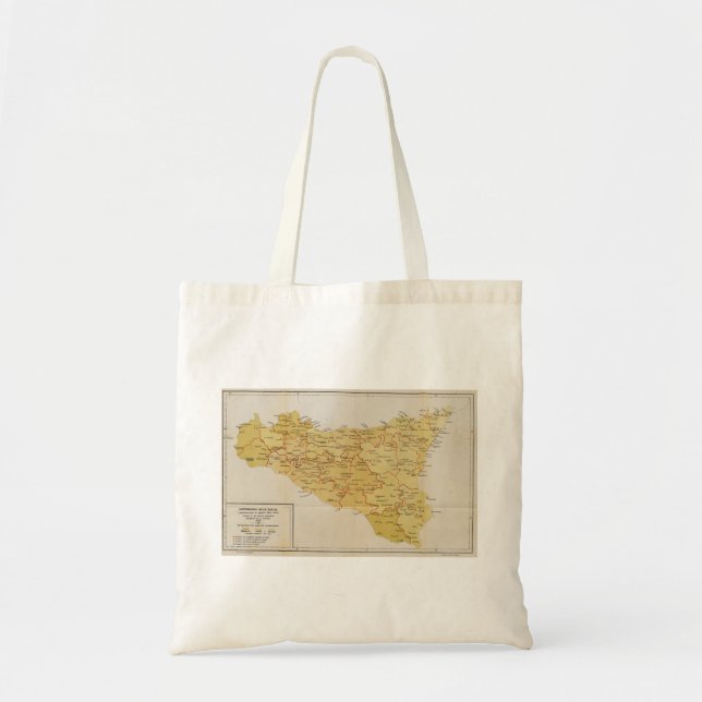 Map of Mafia Activity in Sicily Italy 1900 Tote Bag (Front)