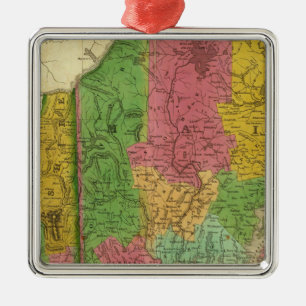 Map of Maine, New Hampshire, and Vermont Metal Ornament