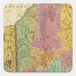 Map of Maine New Hampshire And Vermont Square Sticker