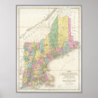 Map of Maine, New Hampshire, Vermont