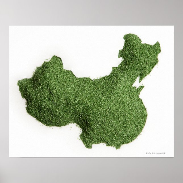 Map of Mainland China made of grass Poster (Front)