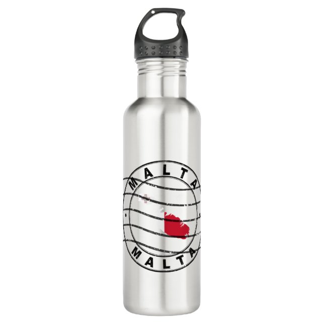 Map of Malta, Postal Passport Stamp, Travel Stamp 710 Ml Water Bottle (Front)