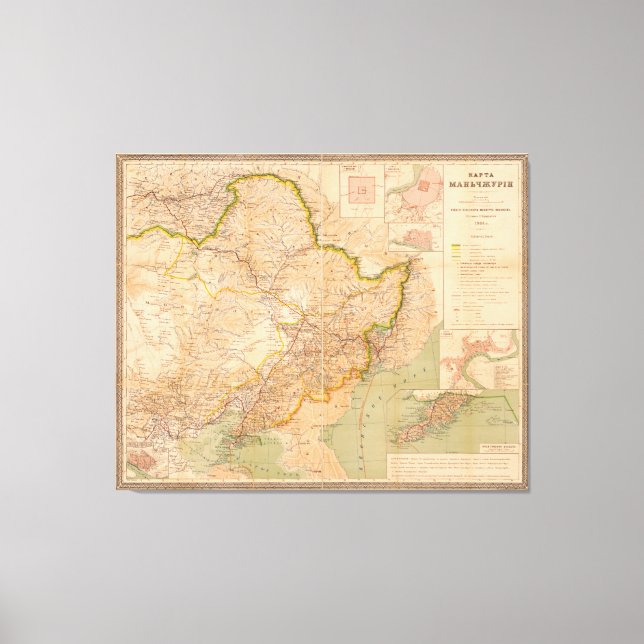 Map of Manchuria, China (1901) Canvas Print (Front)