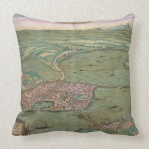 Map of Mantua, from 'Civitates Orbis Terrarum' by Throw Pillow
