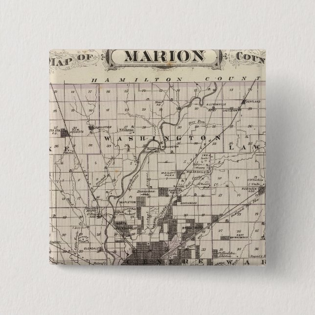 Map of Marion County 2 2 Inch Square Button (Front)