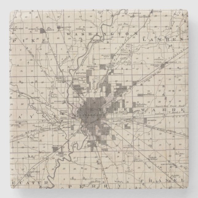 Map of Marion County 2 Stone Coaster (Front)