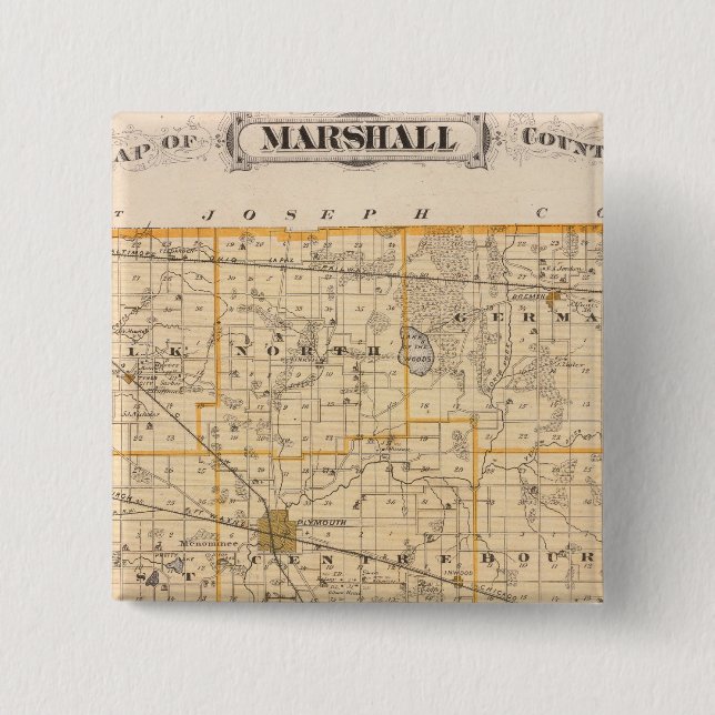Map of Marshall County 2 Inch Square Button (Front)
