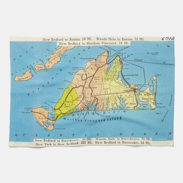 Map of Martha’s Vineyard  Martha’s Vineyard Kitchen Towel (Horizontal)