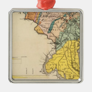 Map of Maryland and the District of Columbia Metal Ornament