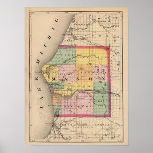 Map of Mason County, Michigan Poster
