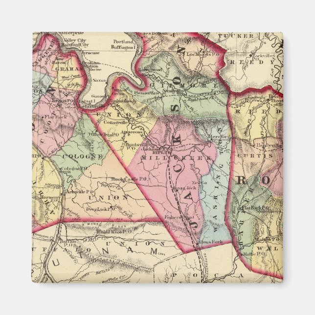 Map of Mason, Jackson, Roane counties Magnet (Front)