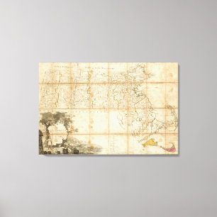 Map Of Massachusetts Canvas Print