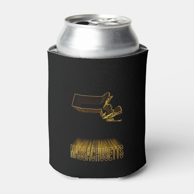 Map of Massachusetts, Gold Map Can Cooler (Can Front)