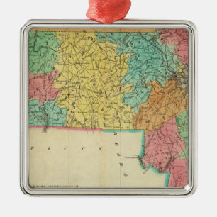 Map Of Massachusetts Metal Ornament