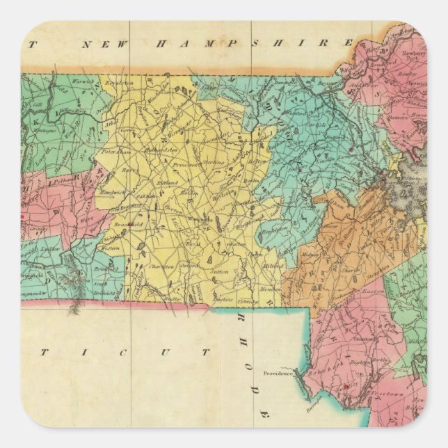 Map Of Massachusetts Square Sticker (Front)