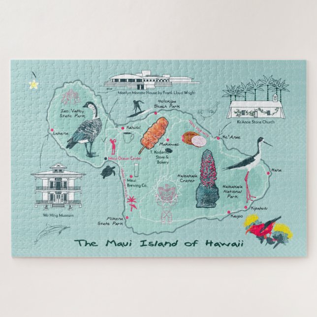 Map of Maui, Hawaii Jigsaw Puzzle (Horizontal)