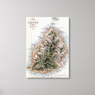 Map of Mauritius, illustration 'Paul et Virginie' Canvas Print