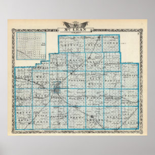 Map of McLean County and Le Roy Poster