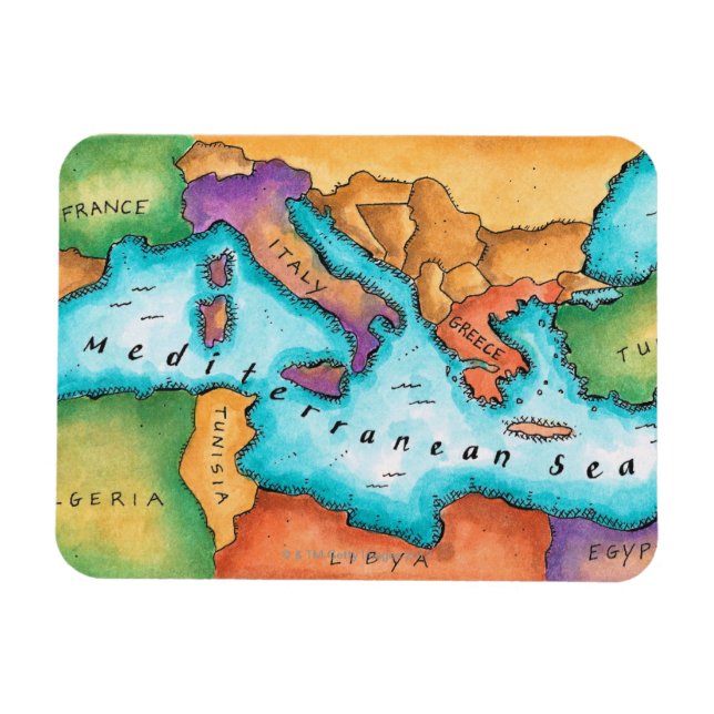 Map of Mediterranean Sea Magnet (Horizontal)