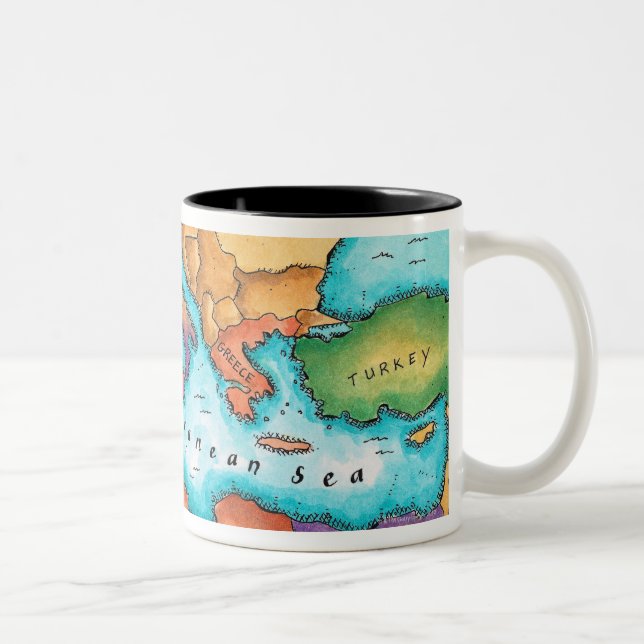 Map of Mediterranean Sea Two-Tone Coffee Mug (Right)